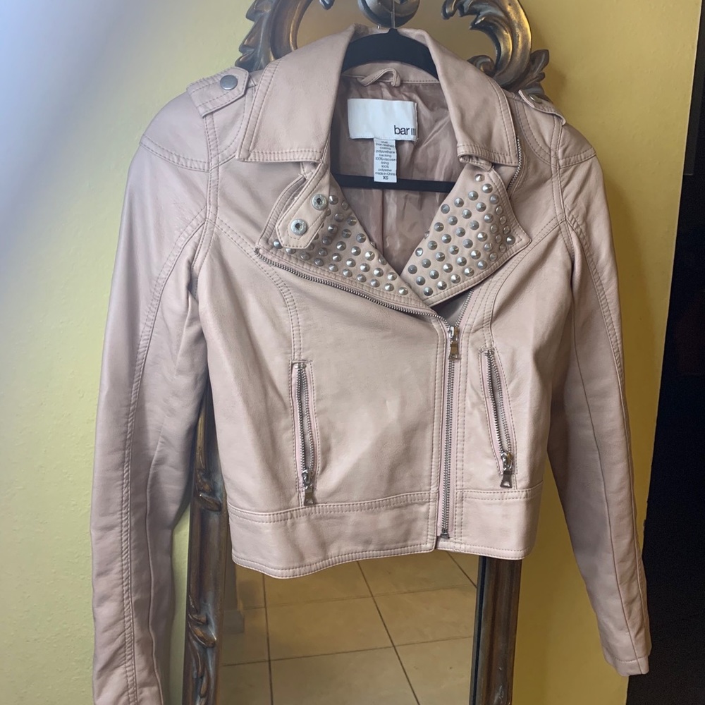 SOLD Blush Color Bar III faux leather jacket